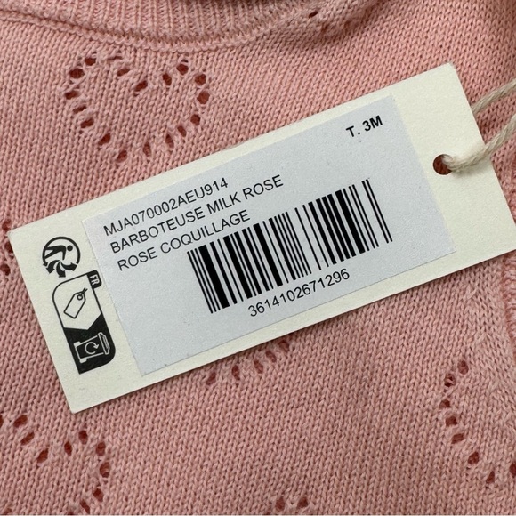 NWT BONTON Paris Baby Romper Rose Pink Heart Cotton Knit Size 3M - Picture 4 of 16